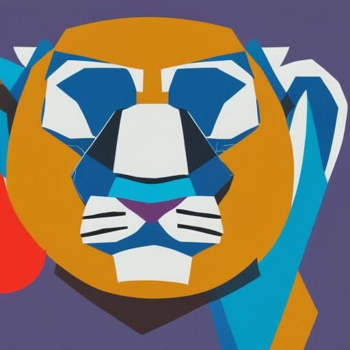 Simba with Coffee: Pop Art Digital Illustration