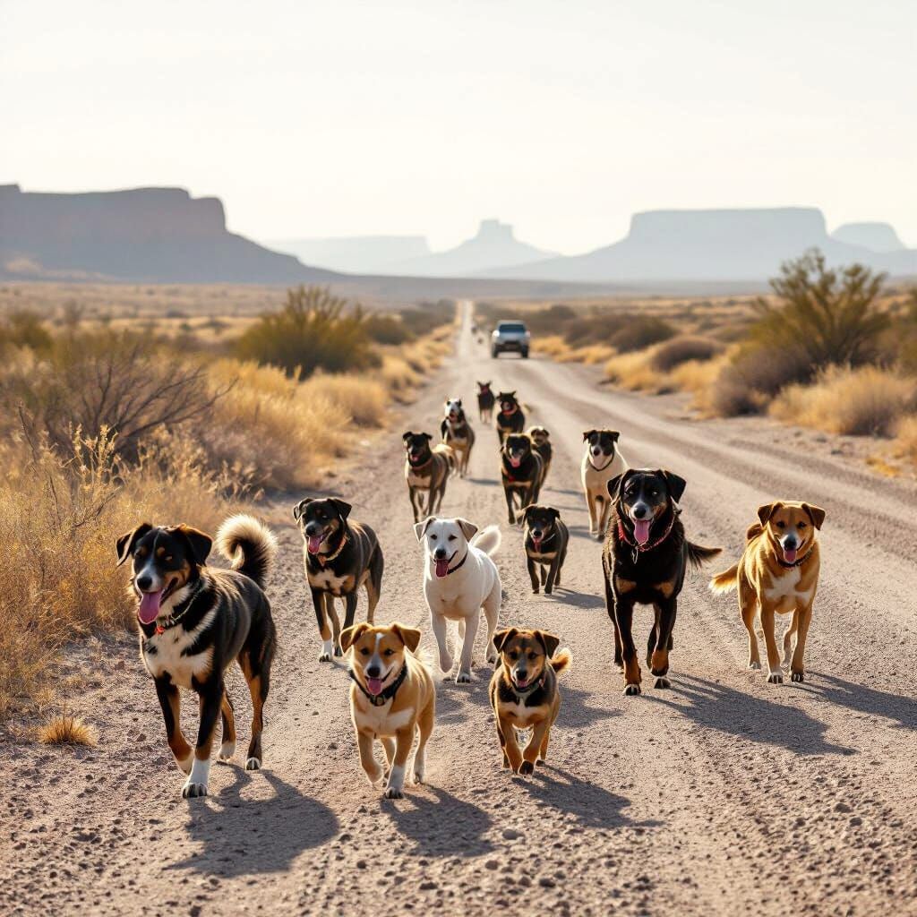 Rez Dogs Roam Dusty Reservation Roadside