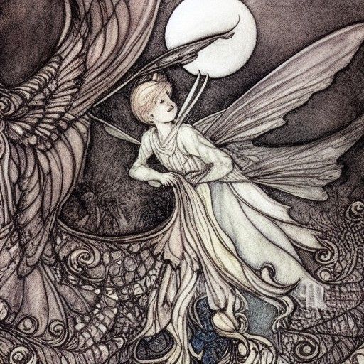 Fairies Dancing in Moonlight: Fairycore Charcoal Illustratio...