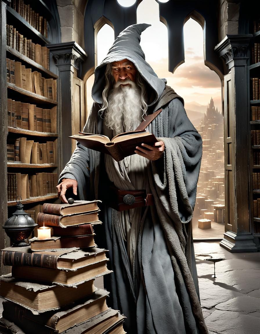 Gandalf Searches the Library of Minas Tirith