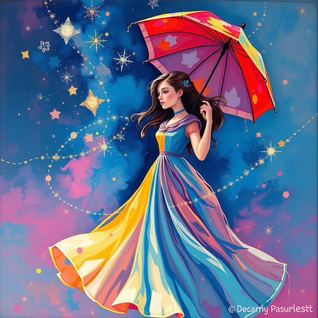 Girl Dancing in Vibrant Rainbow Colors