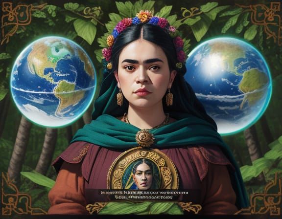 Halfling Mage Portrait in Frida Kahlo Style