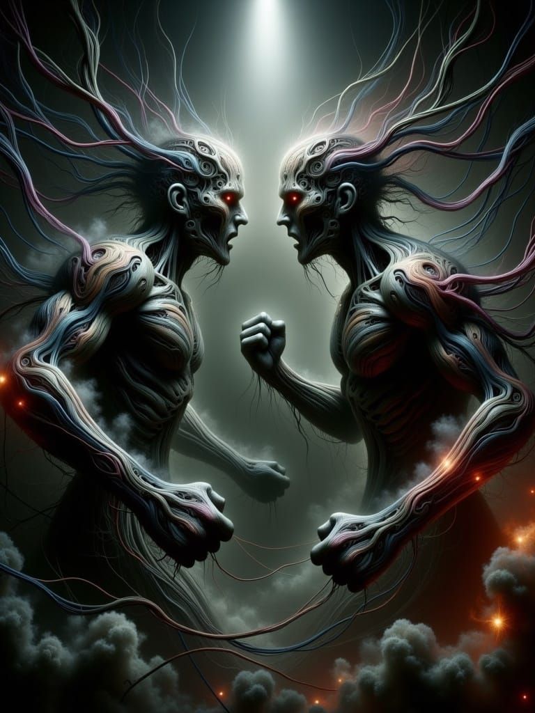 Intense Confrontation: Hyperdetailed Scene of Emotional Turm...