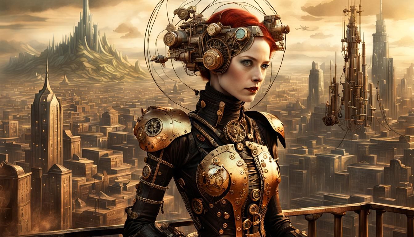 Steampunk Banshee Protecting Mag Mell in Digital Art