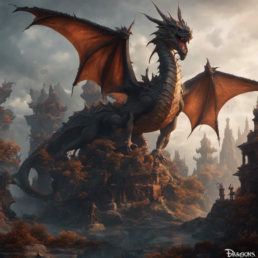 Detailed Dragon Matte Painting in Deep Color