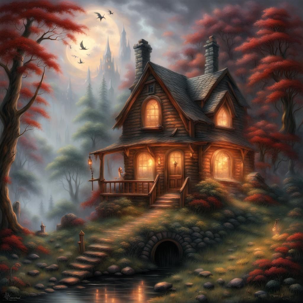 Ethereal Redhead Witch in Spooky Cabin