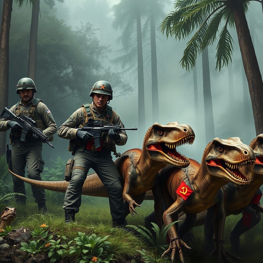 US Troops Conquer Communist Velociraptors in Dystopian Juras...