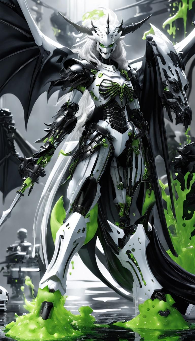 Rainbow Slime Chimera Girl with Metal Skeleton