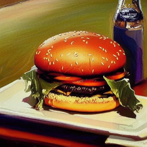 Hamburger Time: Pollock-esque Oil Painting