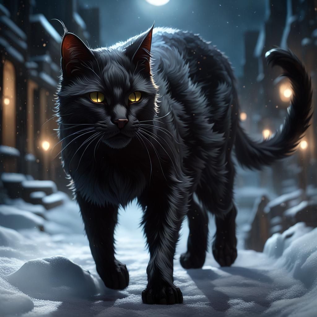 Terrifying Black Cat with Icy Powers