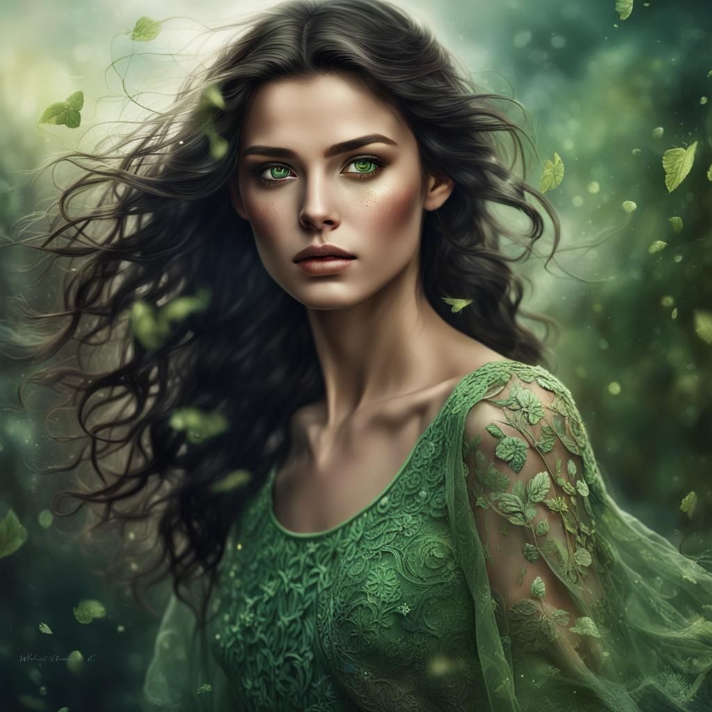 Beautiful Model in Natural Light, Detailed Matte Painting