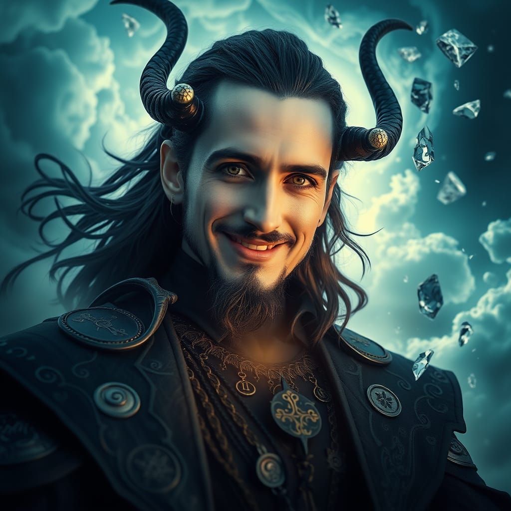 Loki, God of Deception, in Dreamlike Surreal Landscape