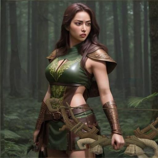 A Medieval Female Ranger, with a ranger bow.