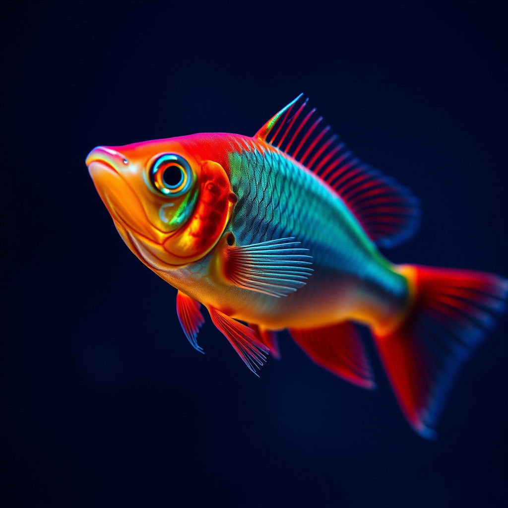 Hyperrealistic Neon Tetra Fish in Moody Lighting