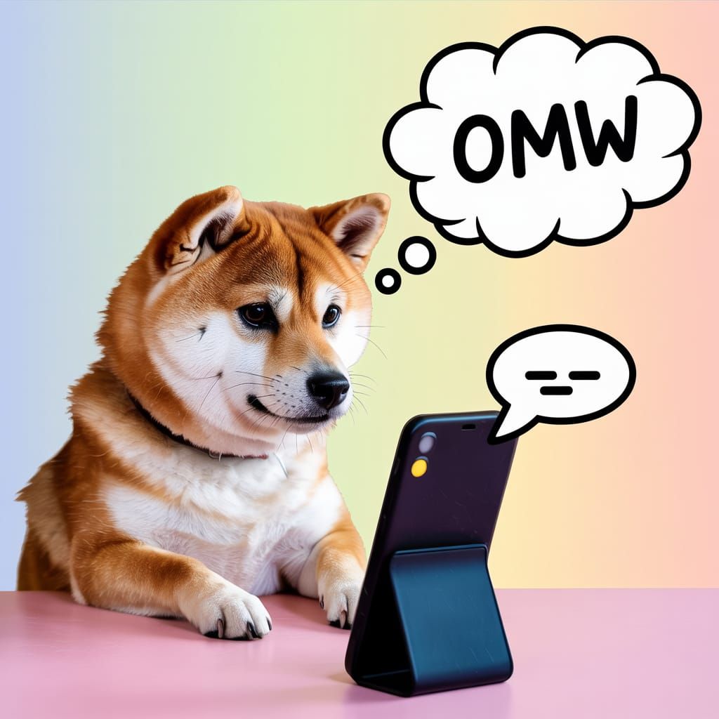Funny Shiba Inu Meme with Smartphone