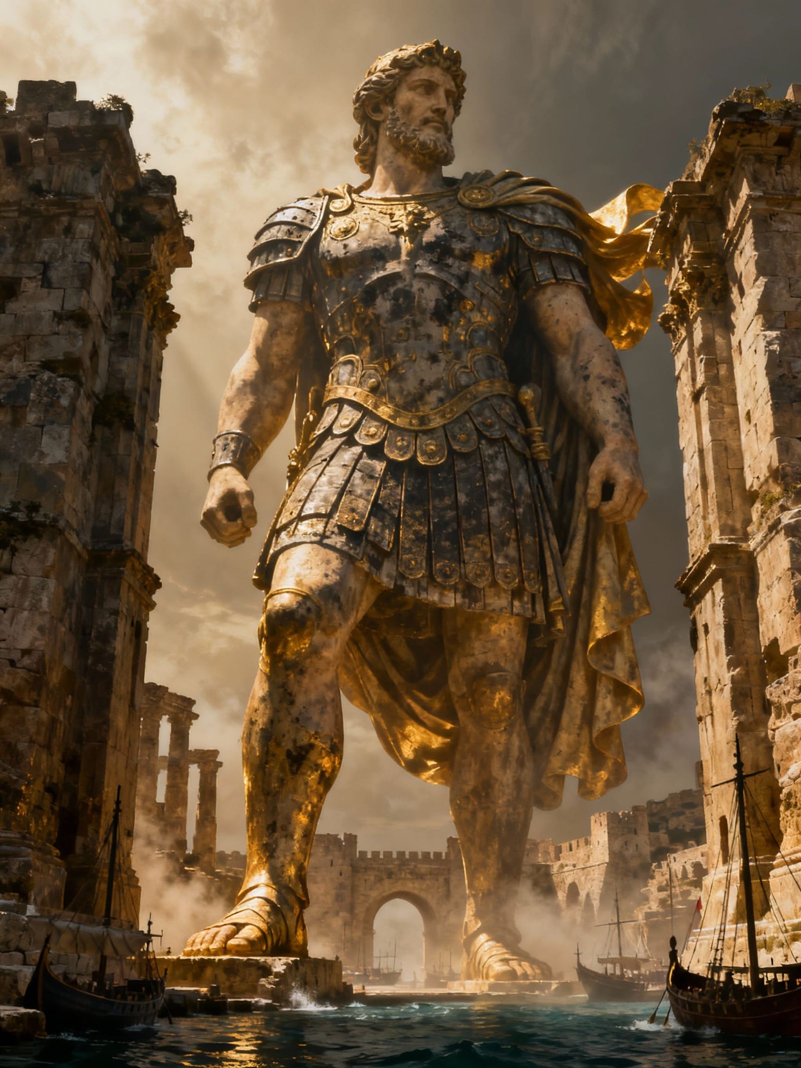 Colossus of Rhodes: Giant Ancient Greek Statue at Harbour En...