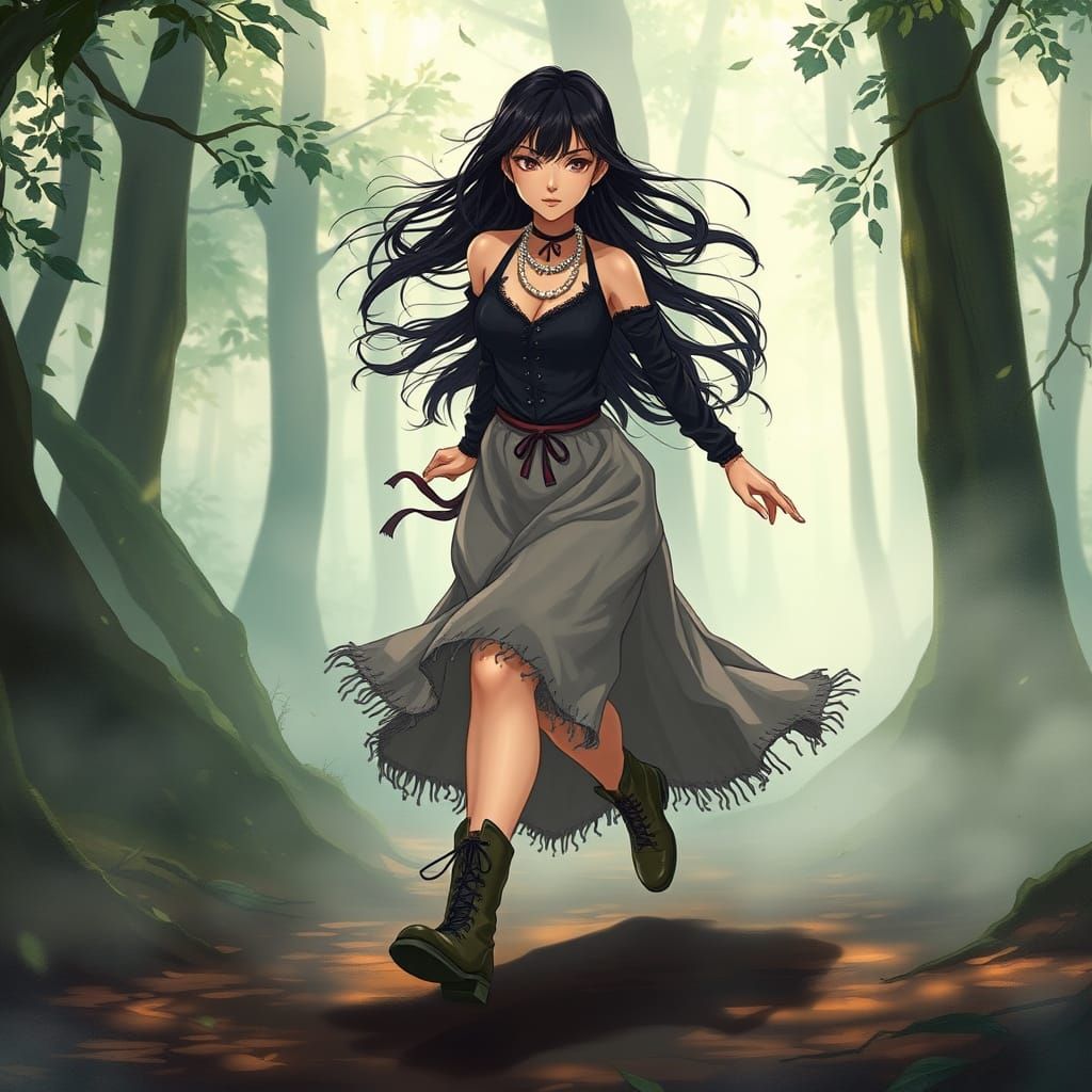 Ethereal Forest Chaser in Anime-Inspired Art