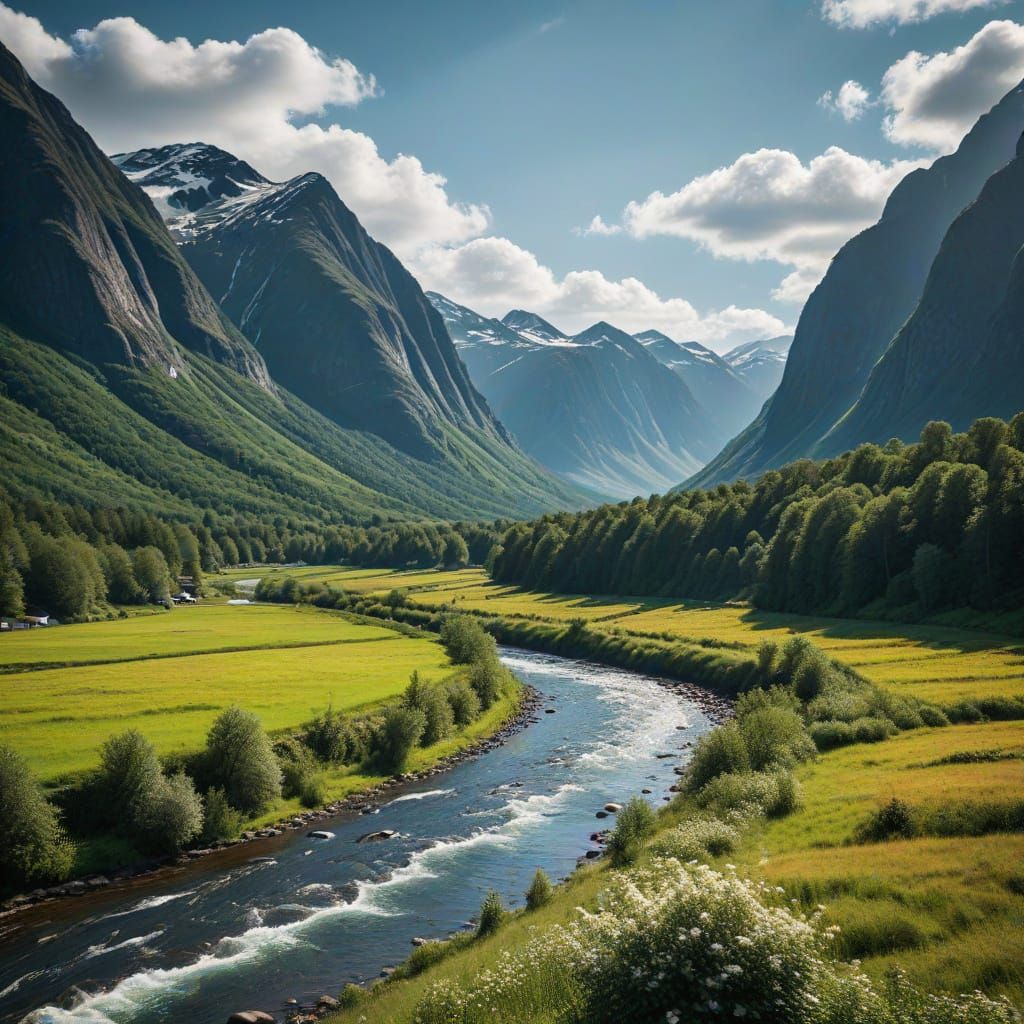 Innlandet County Norway Collage Art Digital Landscape
