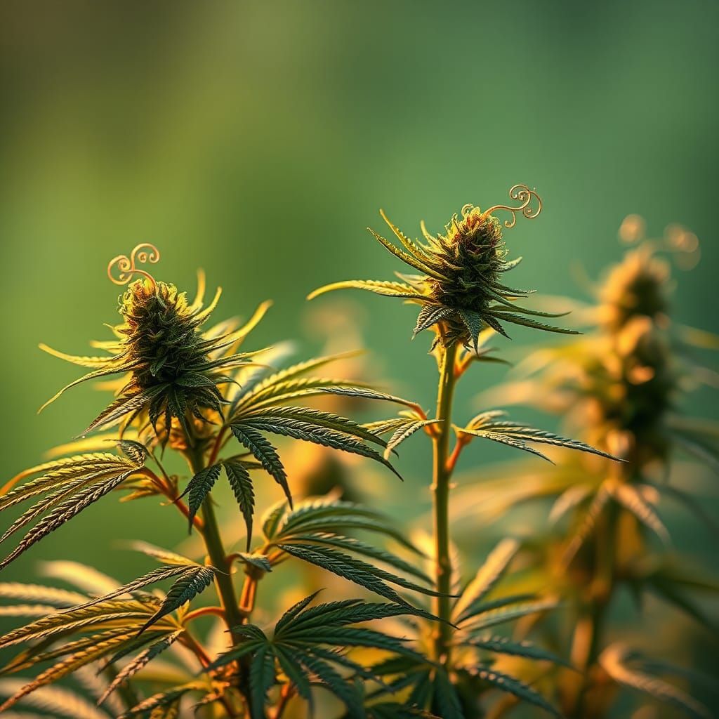 Hyperrealistic Cannabis Plants in Soft Golden Light