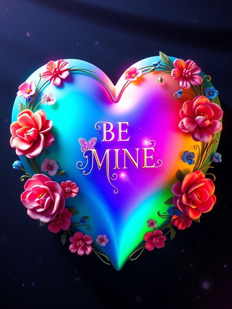 Whimsical Valentine's Day Heart in Cyberpunk Style