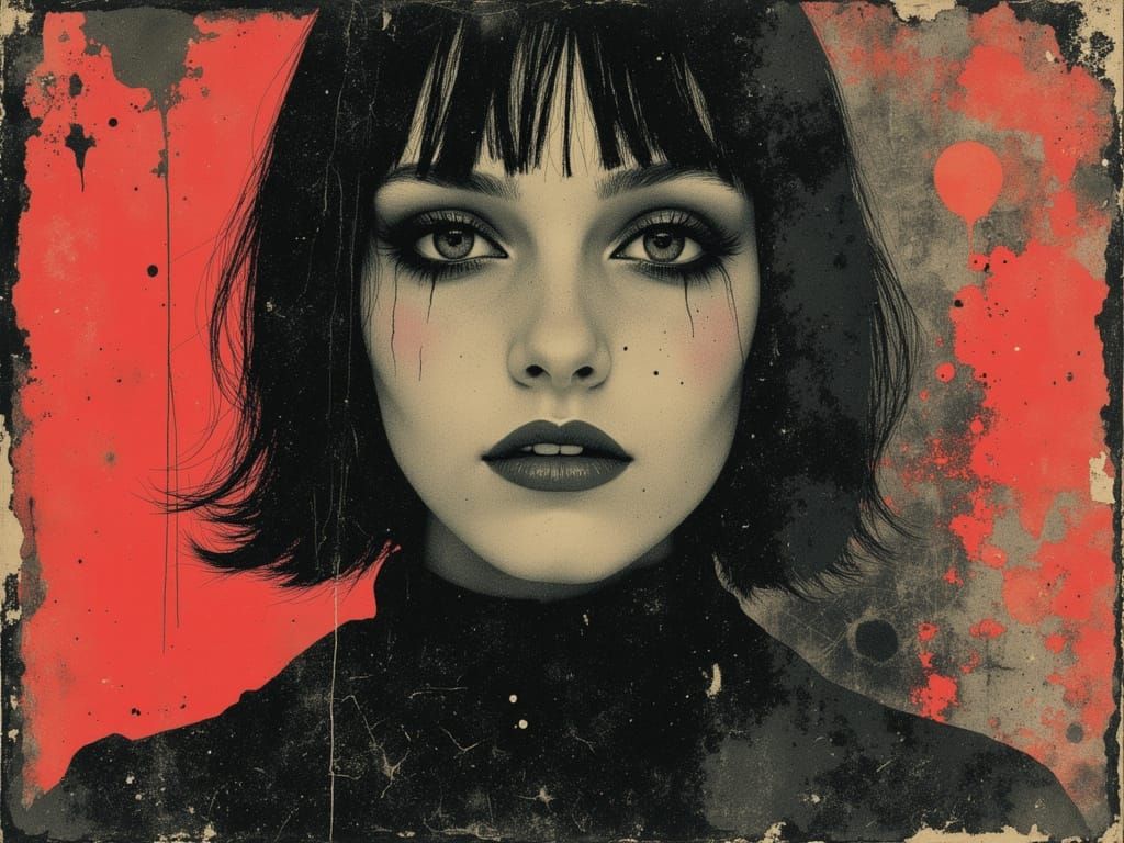 Ethereal Gothic Woman Portrait in Dreamcore Style