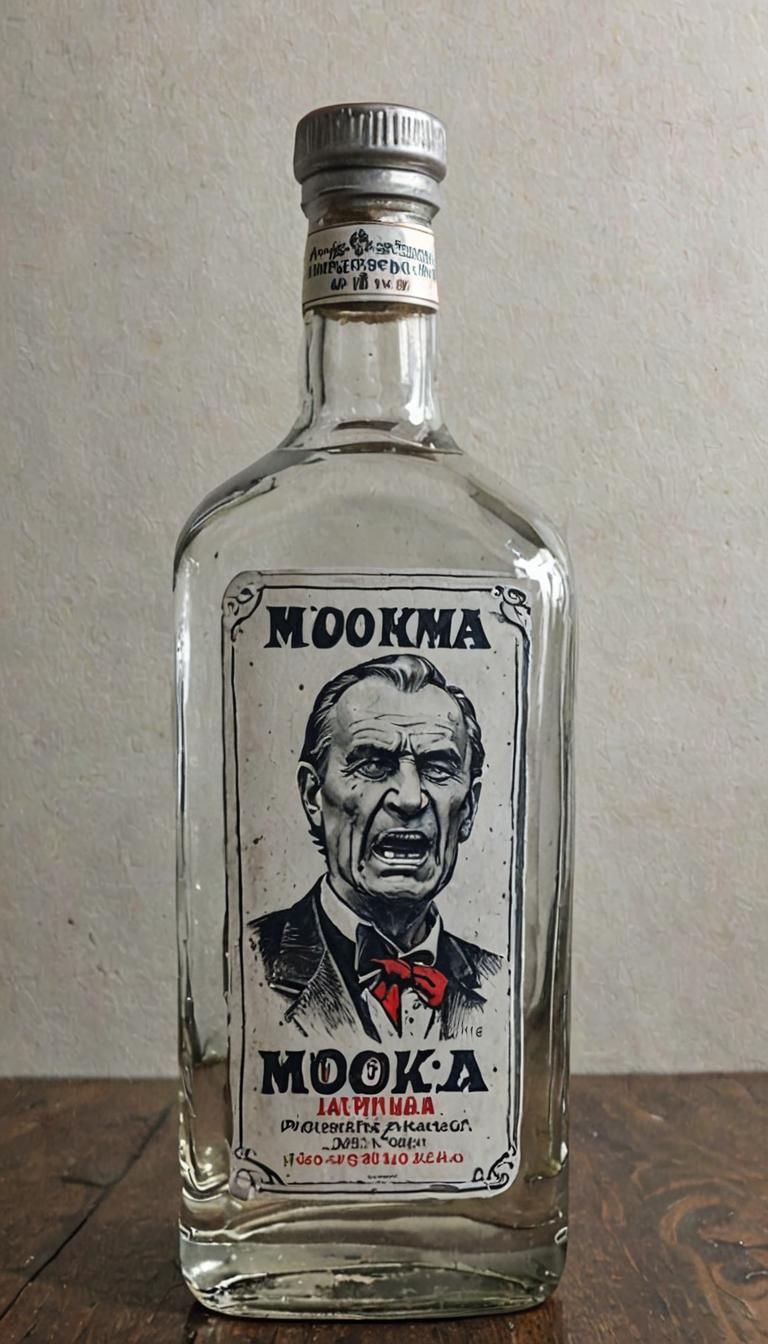 Vodka Bottle with Angry Man Label