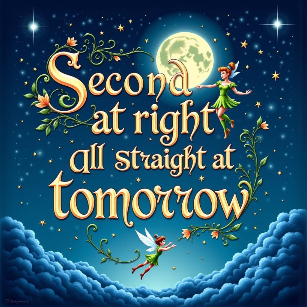 Peter Pan & Tinkerbell Fly Under A Starry Moon