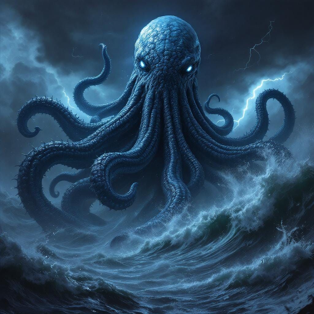 Kraken Emerges from Stormy Ocean Depths