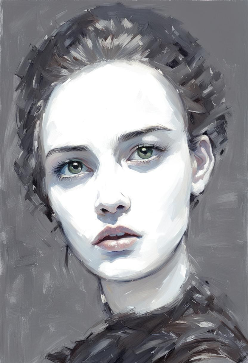 Young Woman Portrait in Oil Painting Style