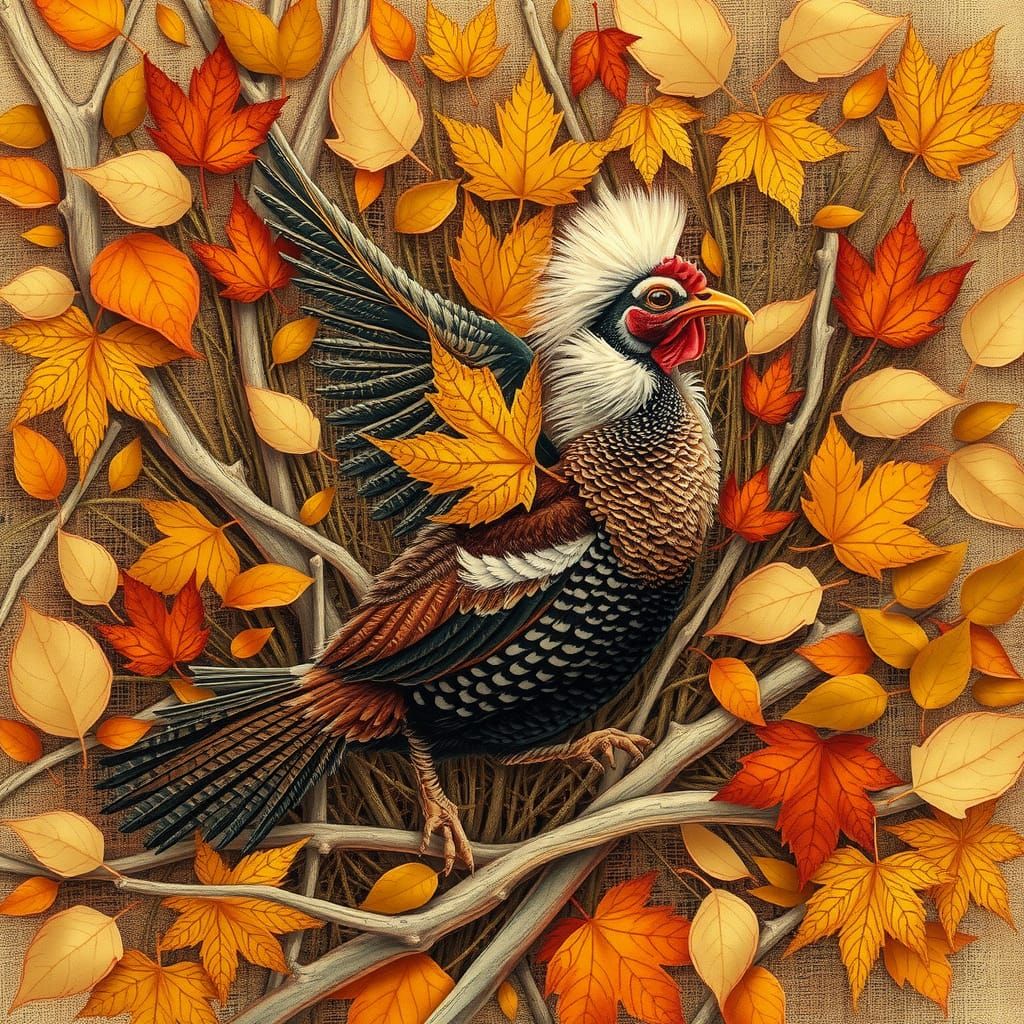 Ruffled Grouse Flight in Autumnal Scene