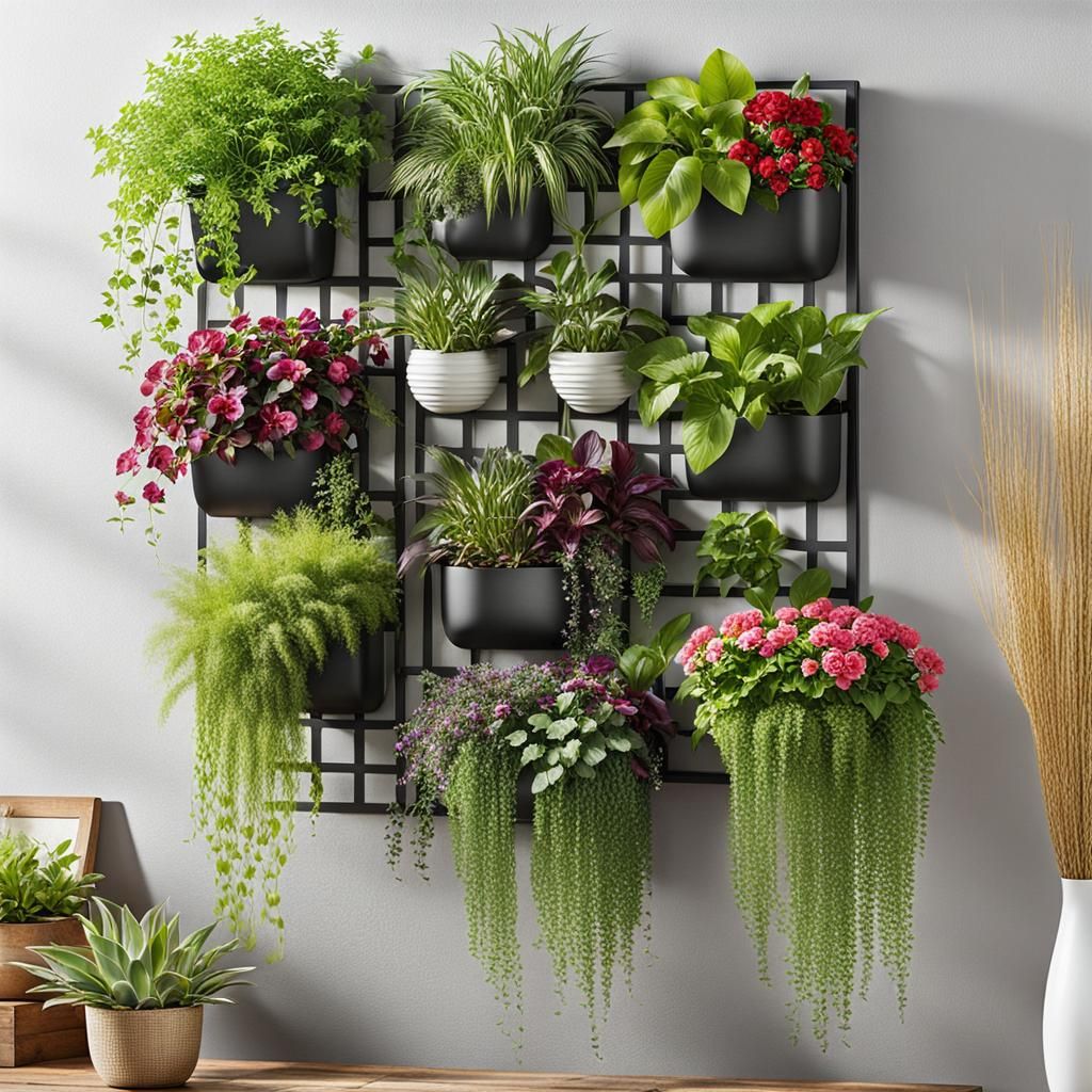 Lush Vertical Garden with Hanging Wall Planters