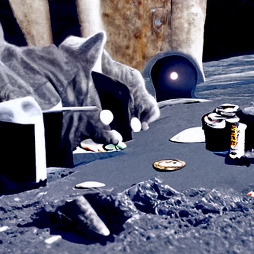 Cats Playing Poker on the Moon: Matte Painting