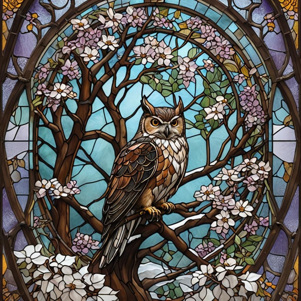 stained glass window  Owl