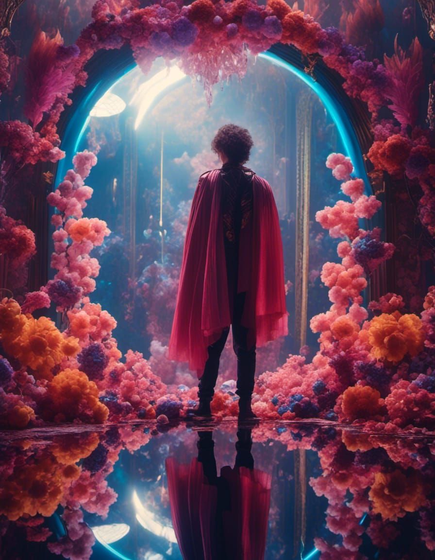 Hyperrealistic Person and Mirror Reflection