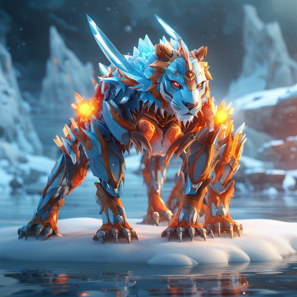 Futuristic Saber-Toothed Tiger Pokemon with Wings