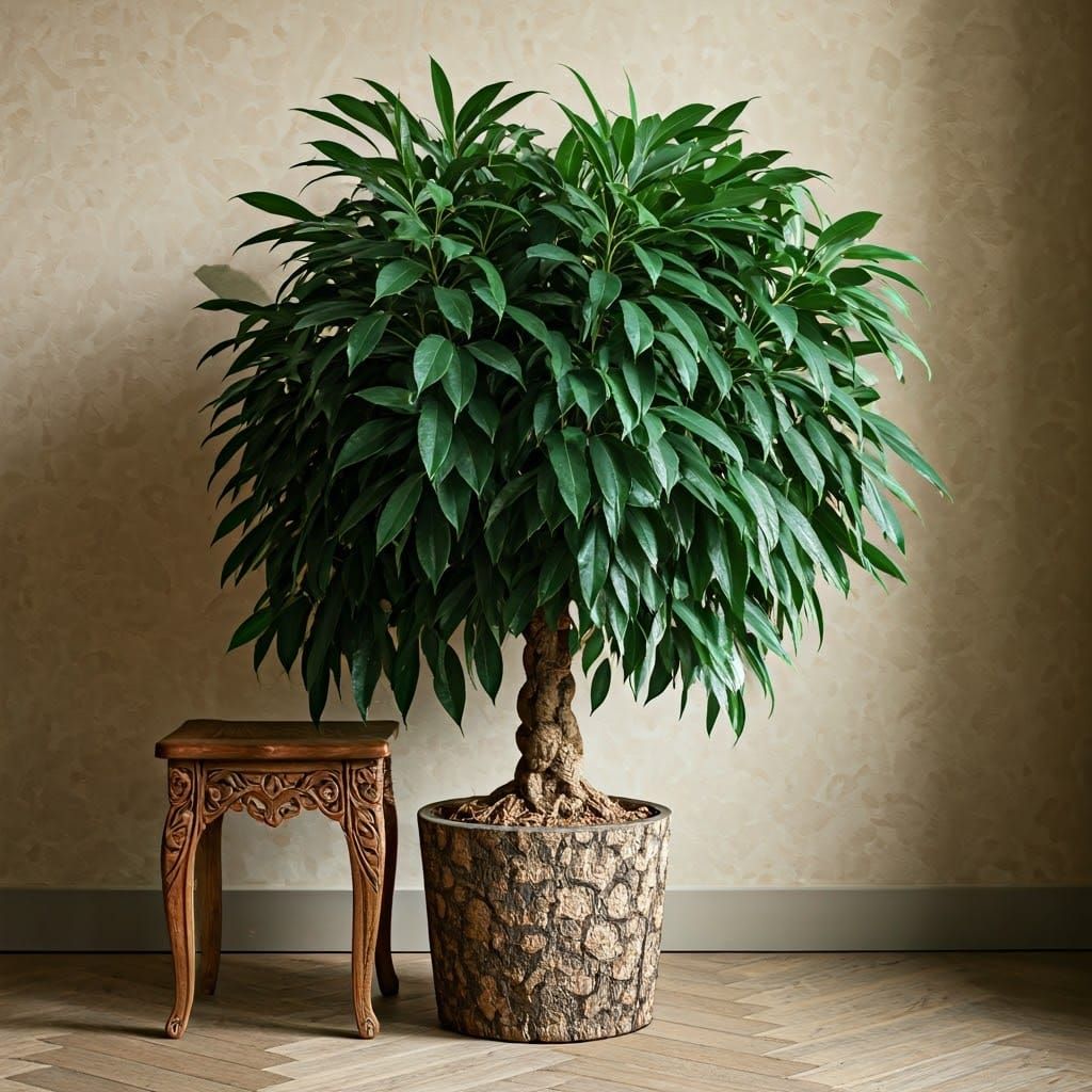 Indoor Ficus Robusta Plant in Natural Light
