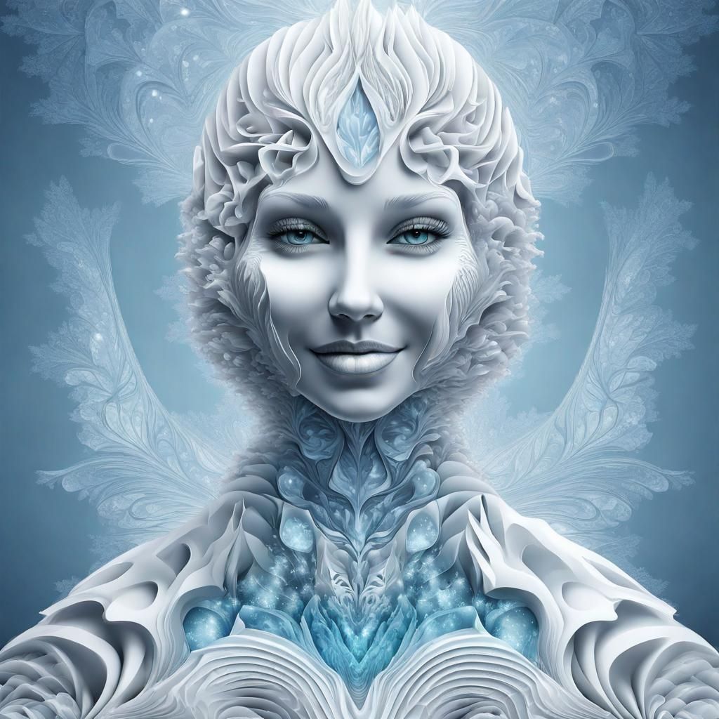 Ice Golem in Arctic Landscape, Fractal Art