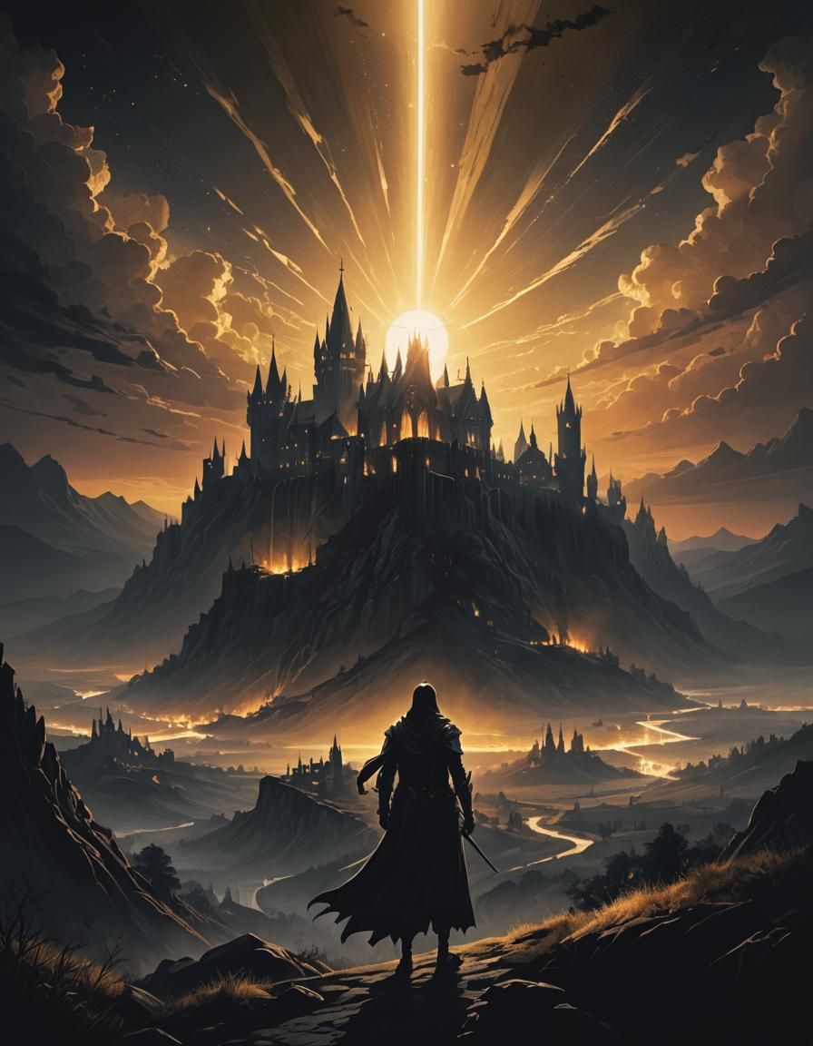 Gothic Fantasy Knight of Light Landscape