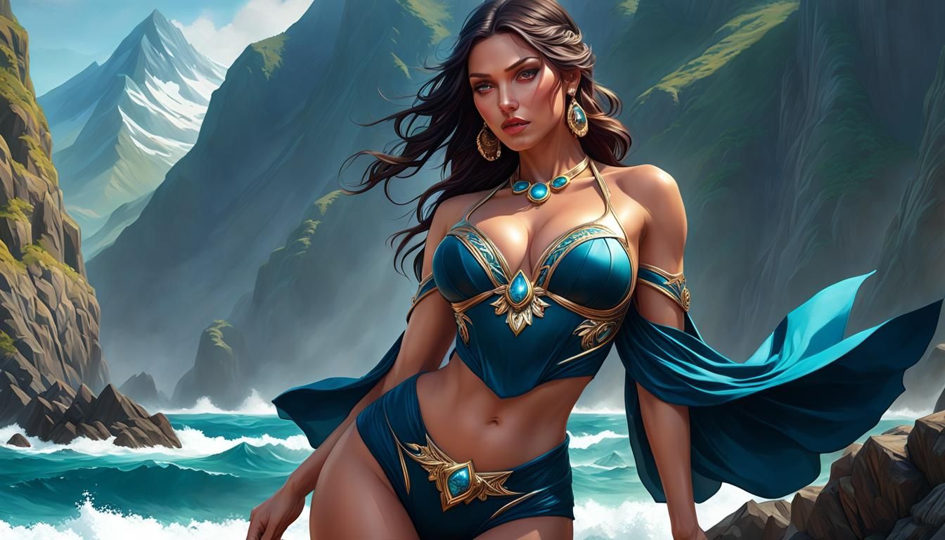 Beautiful girl and sea