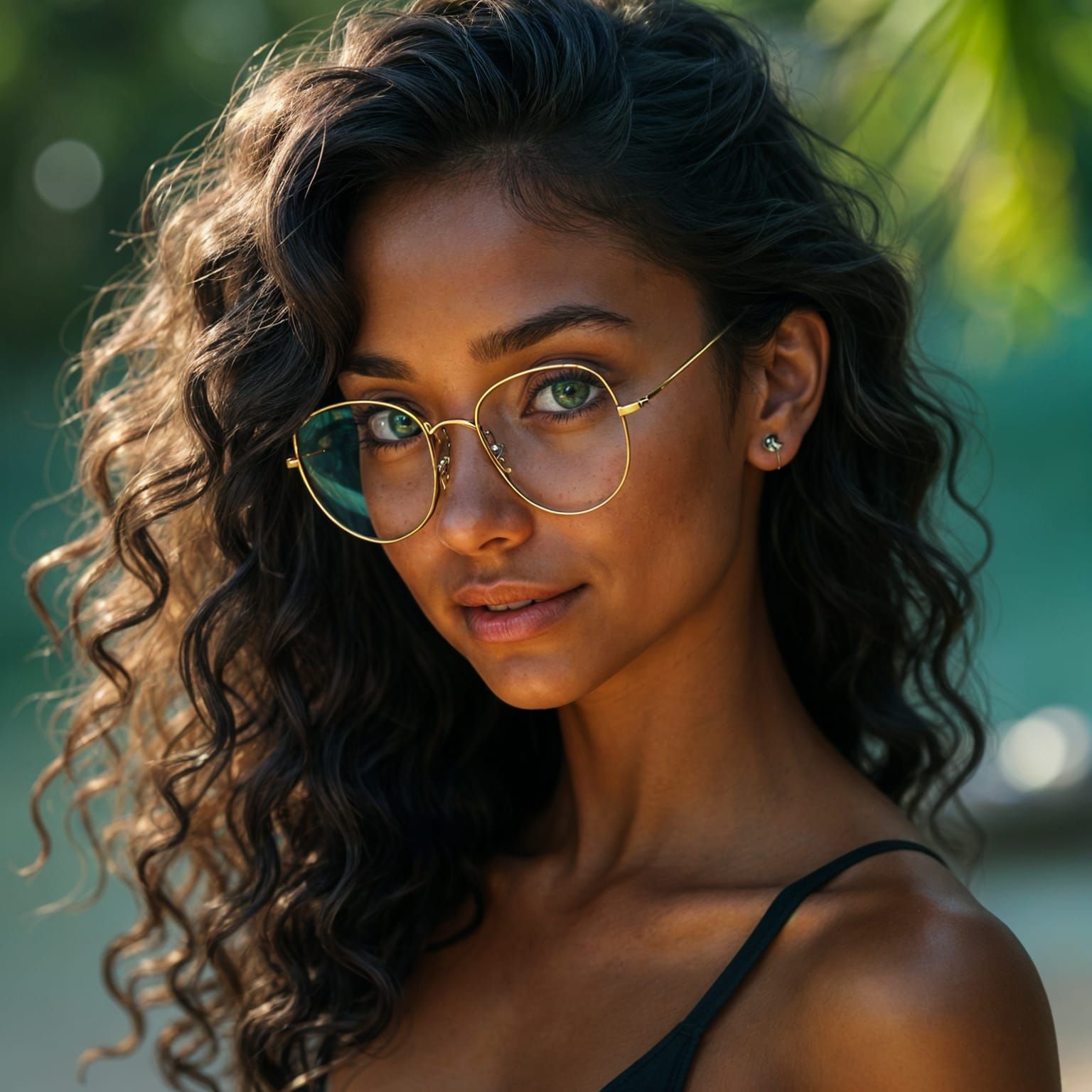 Enigmatic Emerald-Eyed Woman: Hyper-Realistic Digital Portra...