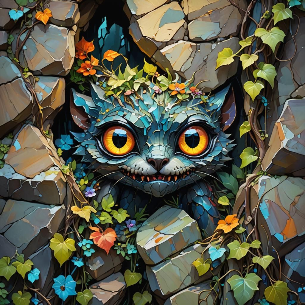 Cute Creature in Dark Fantasy Art Nouveau Style