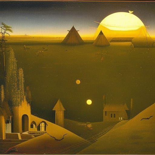 House Threatened by Mice in Sci-Fi Night Sky