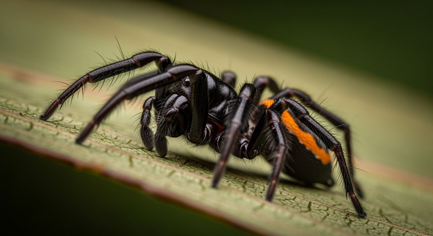 Macro Photo: Black & Orange Spider on Leaf