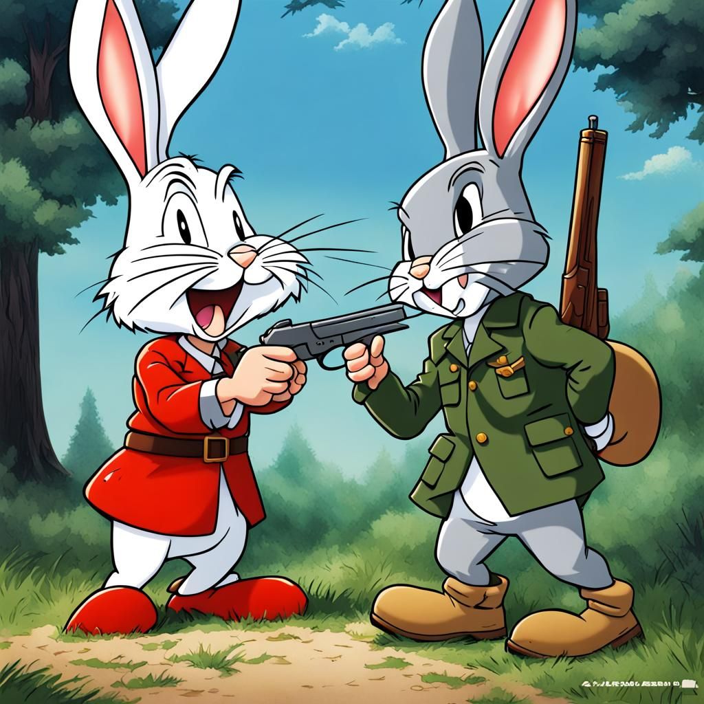 Bugs Bunny's Dynamite Prank: An Anime Art Style Scene