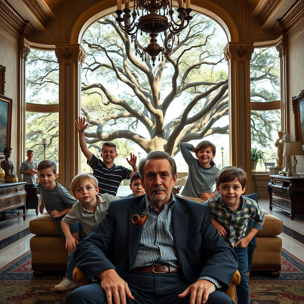 Warm Family Moment in a Luxurious Texas Mansion