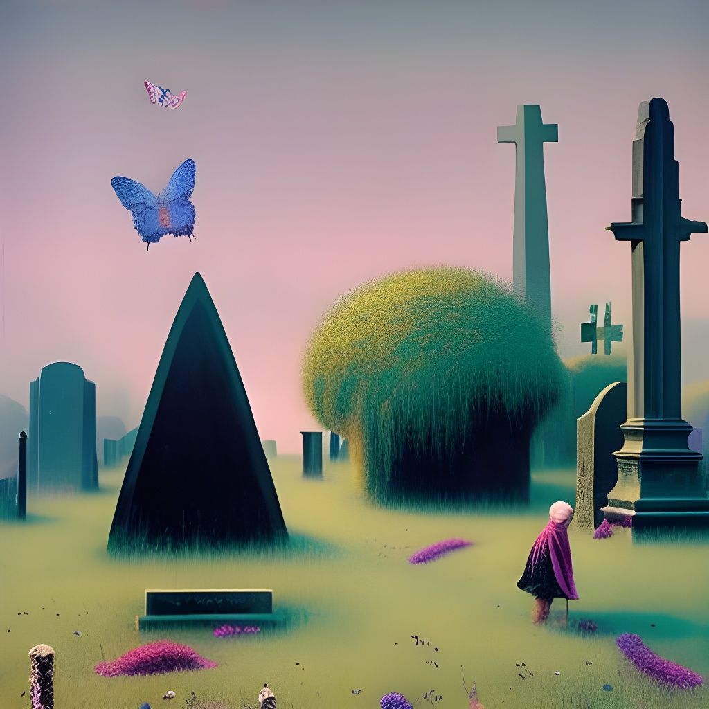 Happy Girls Playing in Cemetery: Pastelgoth Style