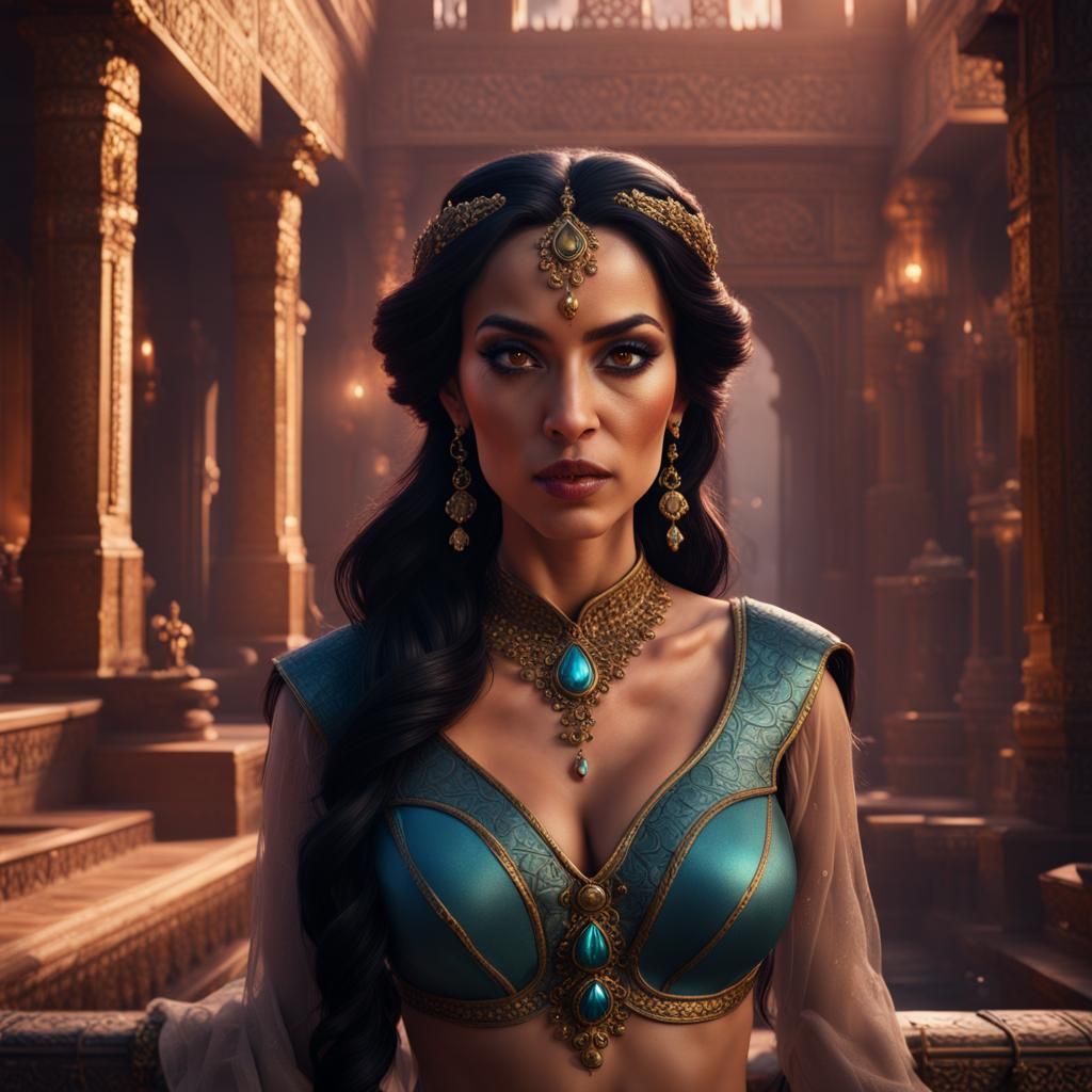 Evil Princess Jasmine: Detailed Matte Painting