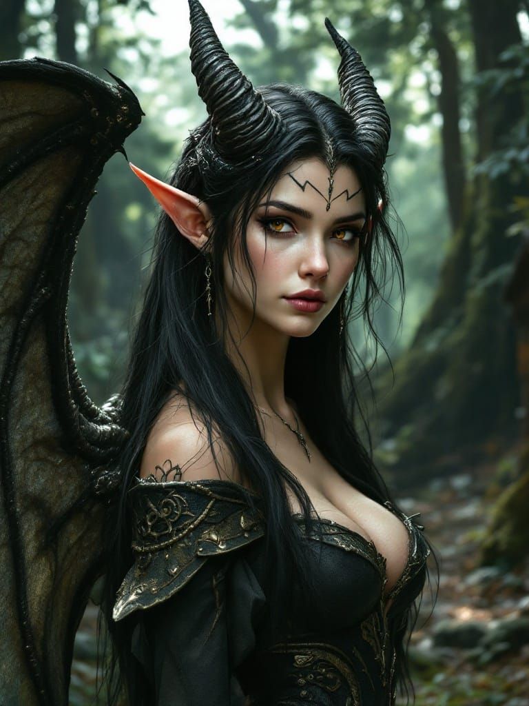 Ethereal Elf Goddess with Dragon Wings