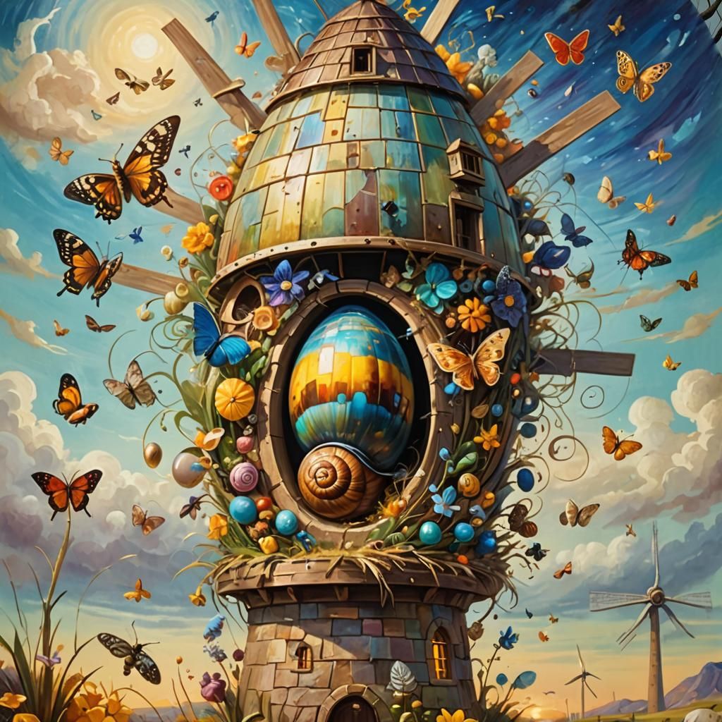 Surrealist Egg and Snail in Dali Style