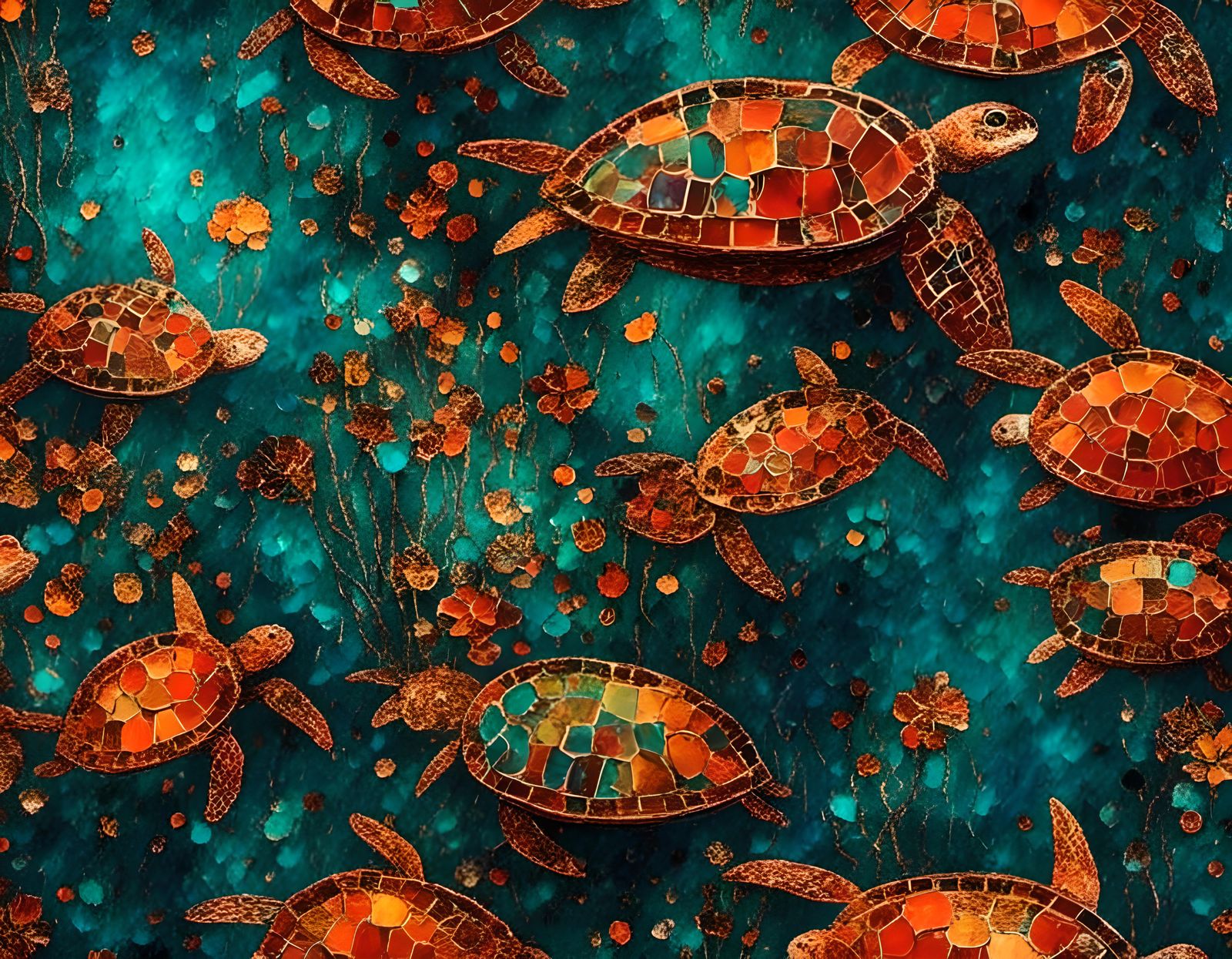 Sea Turtle Swimming Among Coral in Indonesia